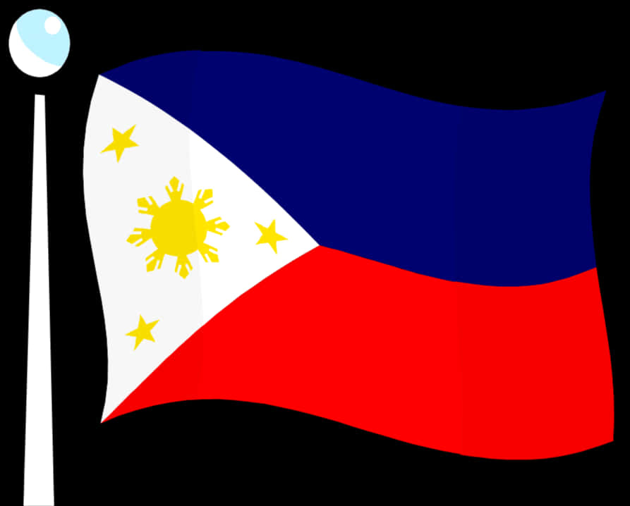 Philippine Flag Waving Illustration PNG