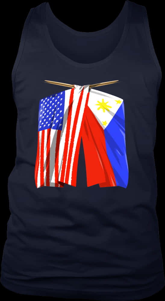 Philippineand American Flagson Shirt PNG