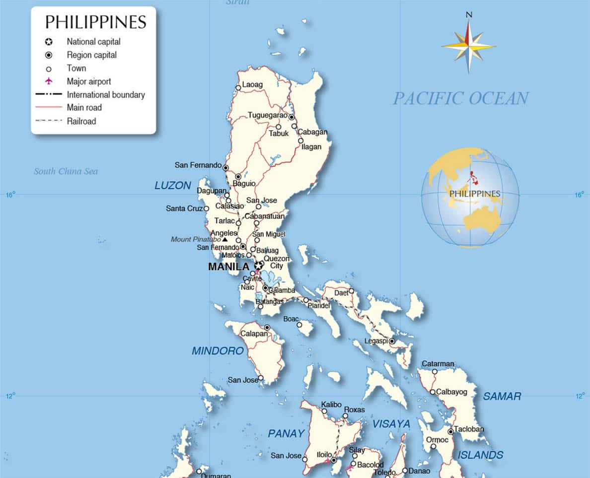 Mapade Filipinas Con Ciudades Y Pueblos Principales.