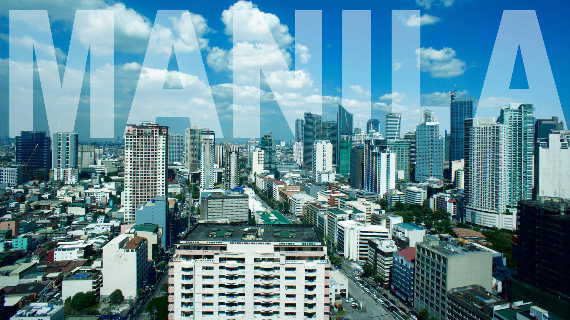 Unpanorama Urbano Con La Parola Manila Su Di Esso