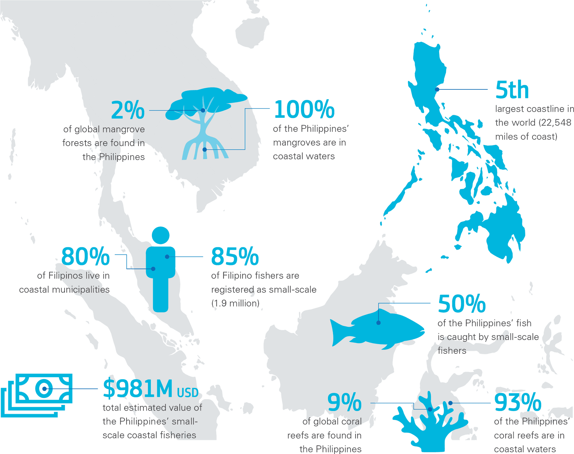 Philippines Coastal Statistics Infographic PNG