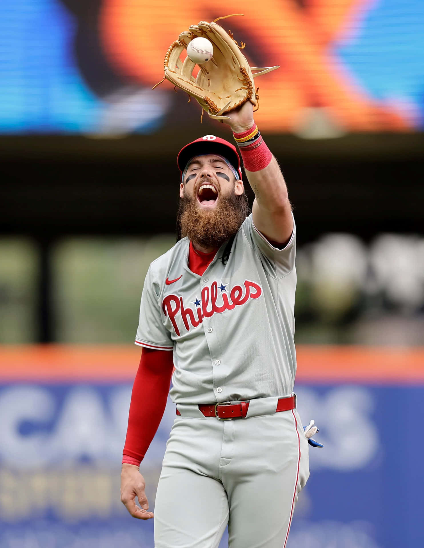 Phillies Player Catching Baseball Wallpaper