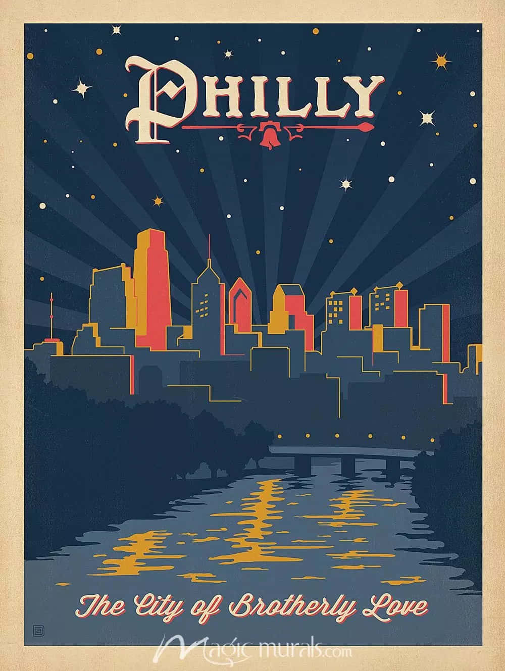 Twilight Illuminates Skyline of Historic Philadelphia City Wallpaper