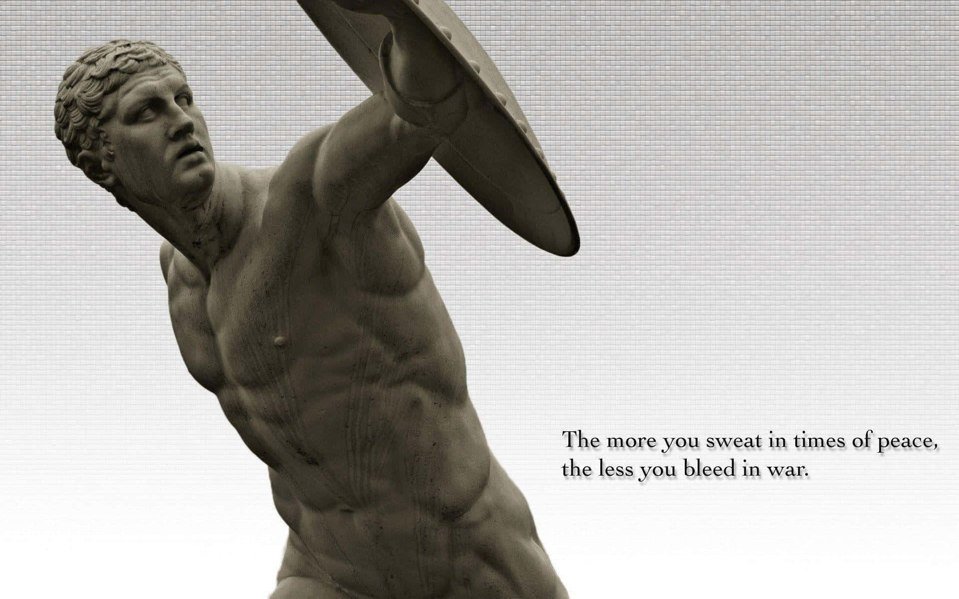 Philosophical Warrior Statue Quote Wallpaper