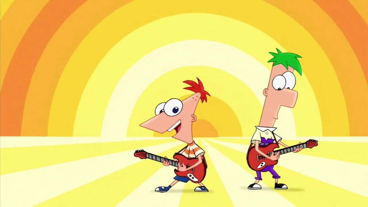 Phineas and Ferb enjoying summer adventures in their backyard