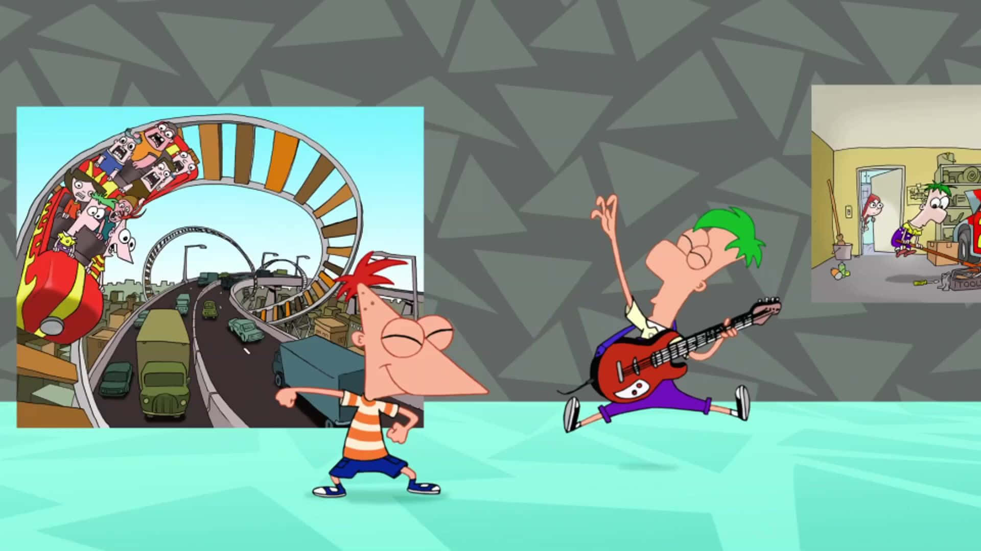 Phineas and Ferb enjoying a fun-filled day in their imaginative world