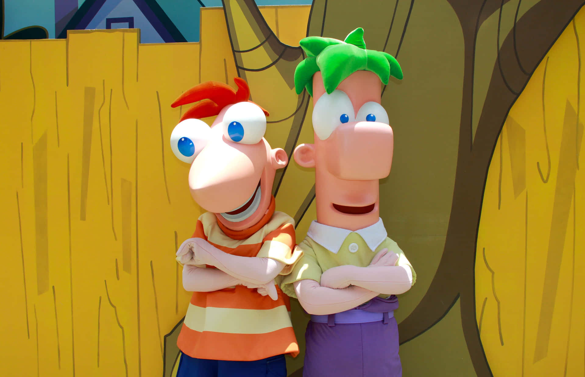 Phineas and Ferb embark on their latest adventure in this vibrant high-resolution image