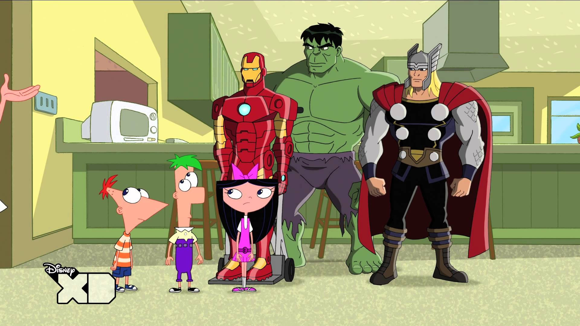 Phineas And Ferb And Marvel Background