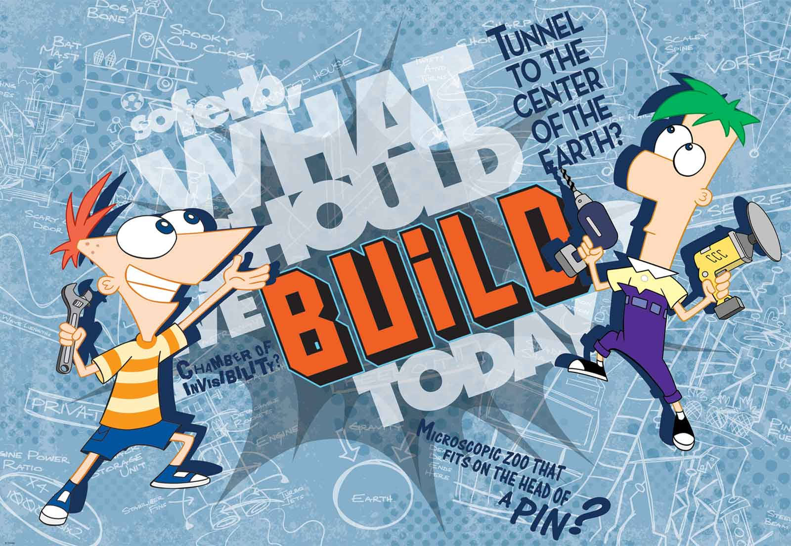Phineas And Ferb Holding Tools Background
