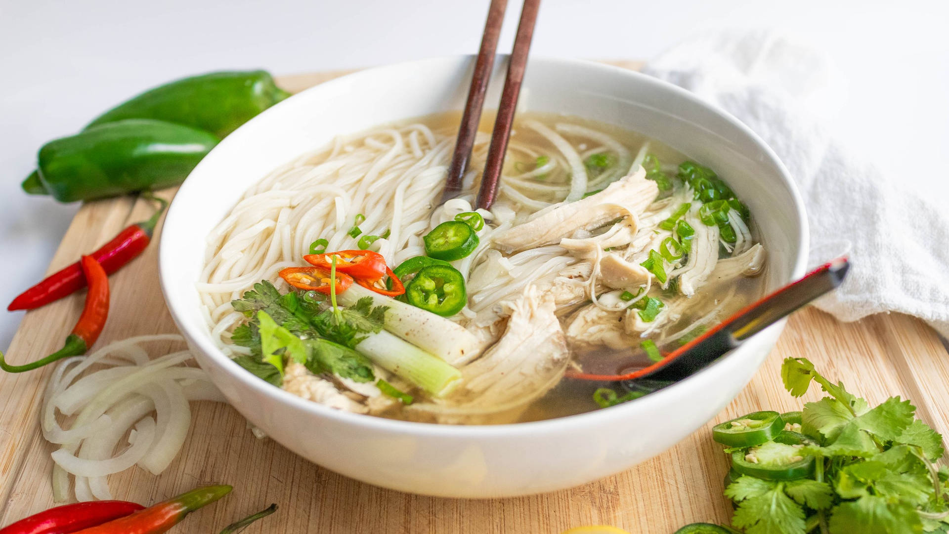 Pho Spicy Kylling Noodle Suppe Wallpaper