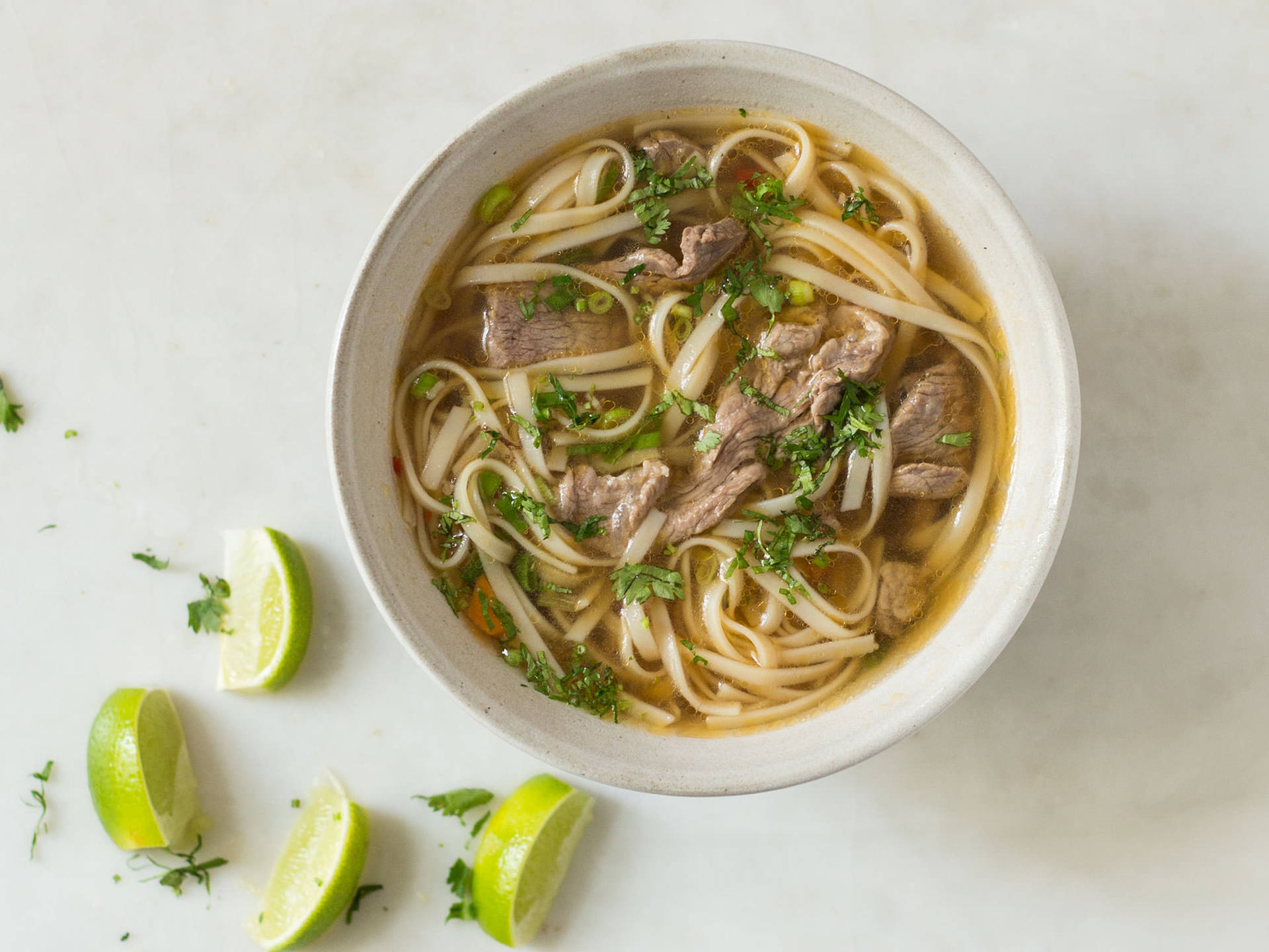 Authentic Vietnamese Pho with Beef and Herbs Wallpaper