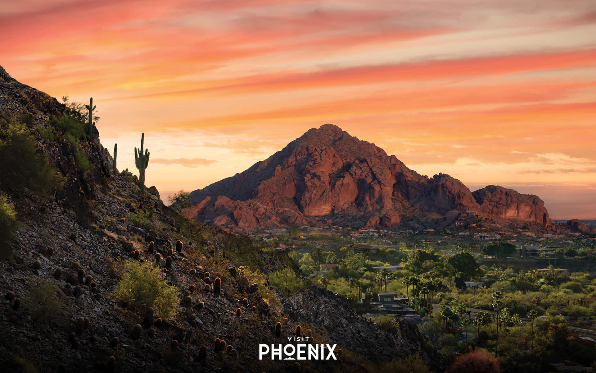 Volandoalto Sobre Phoenix, Arizona. Fondo de pantalla