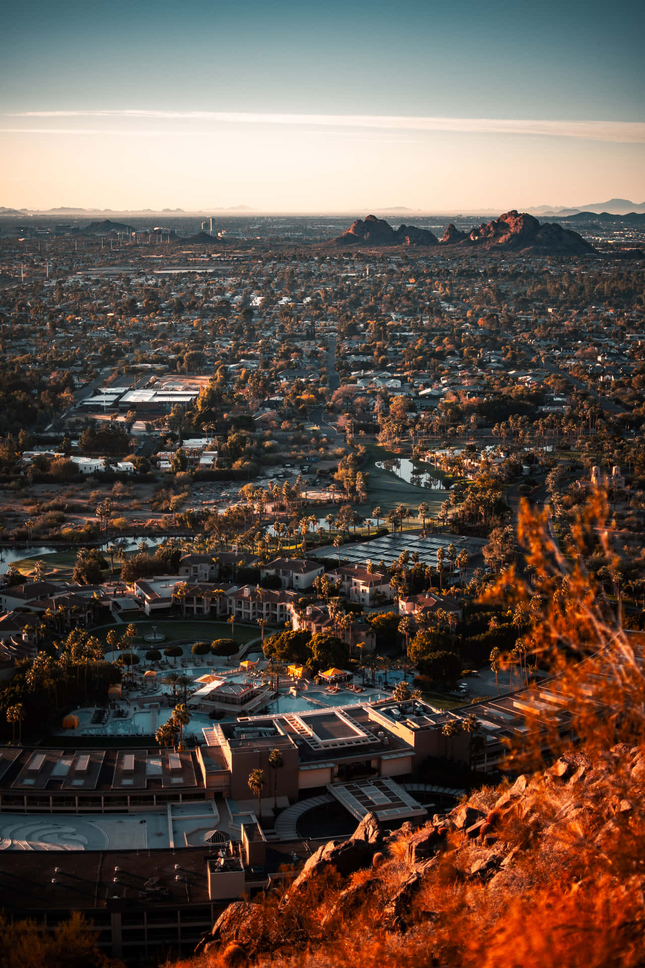 Den oplyste urban bybillede af Phoenix, Arizona, USA Wallpaper