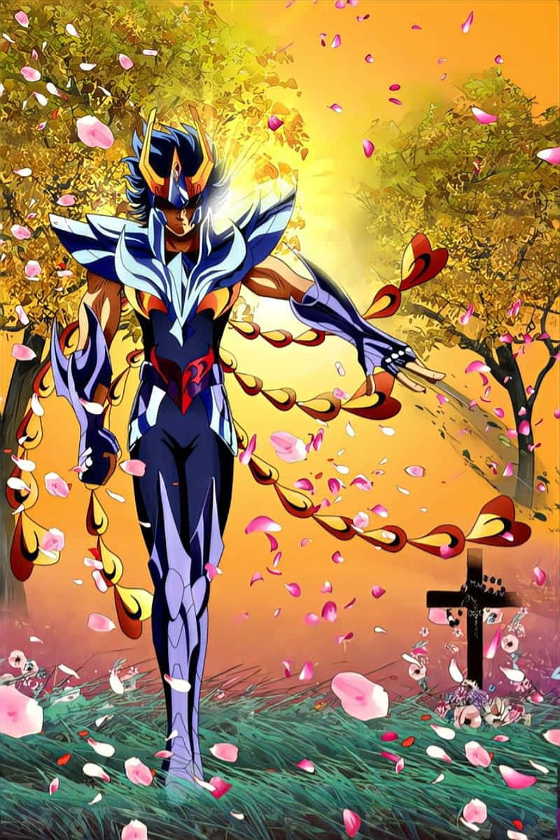 Phoenix Ikki Di Tengah Kelopak Yang Jatuh Wallpaper