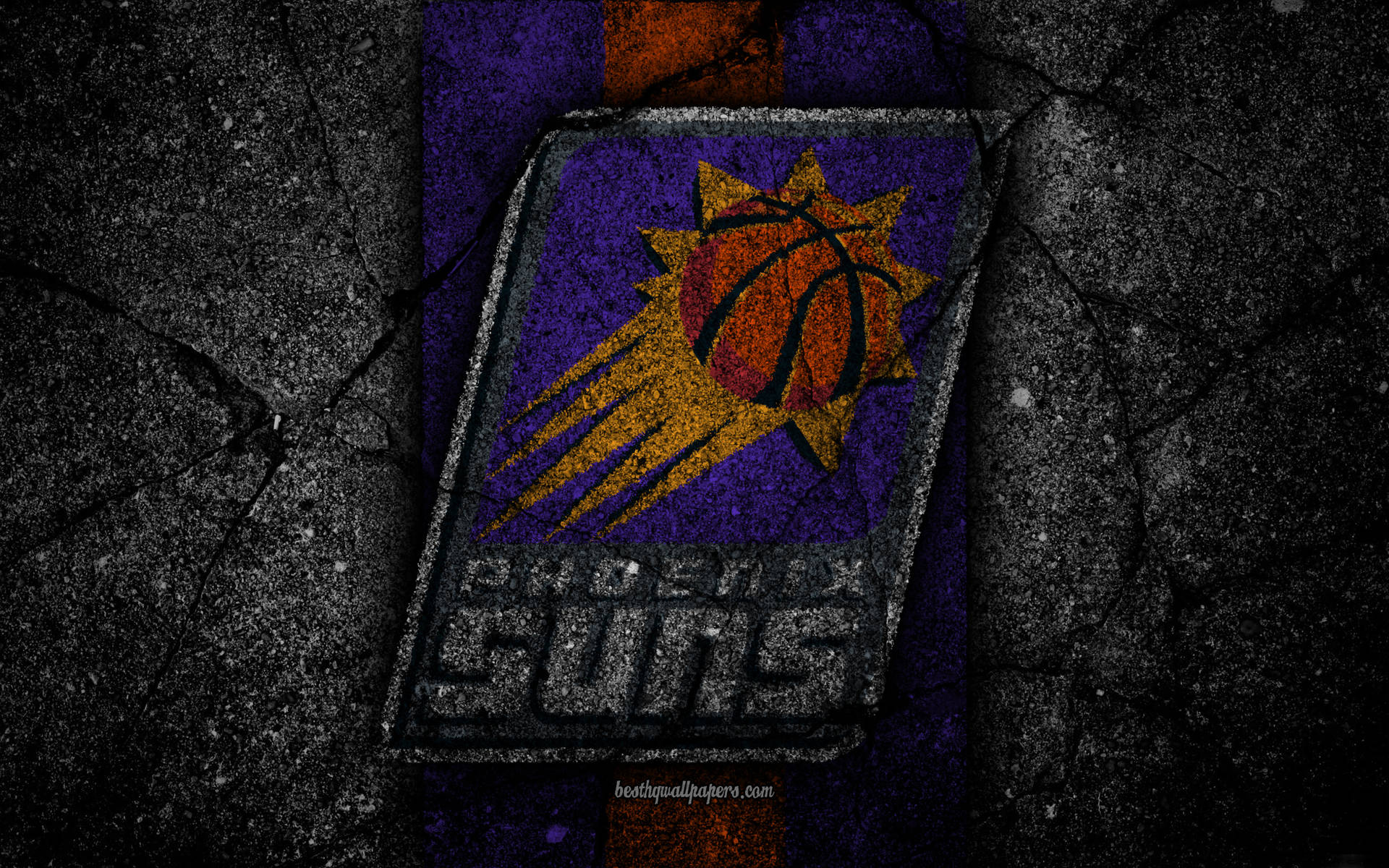 Phoenix Suns Logo On Cement Wall Wallpaper