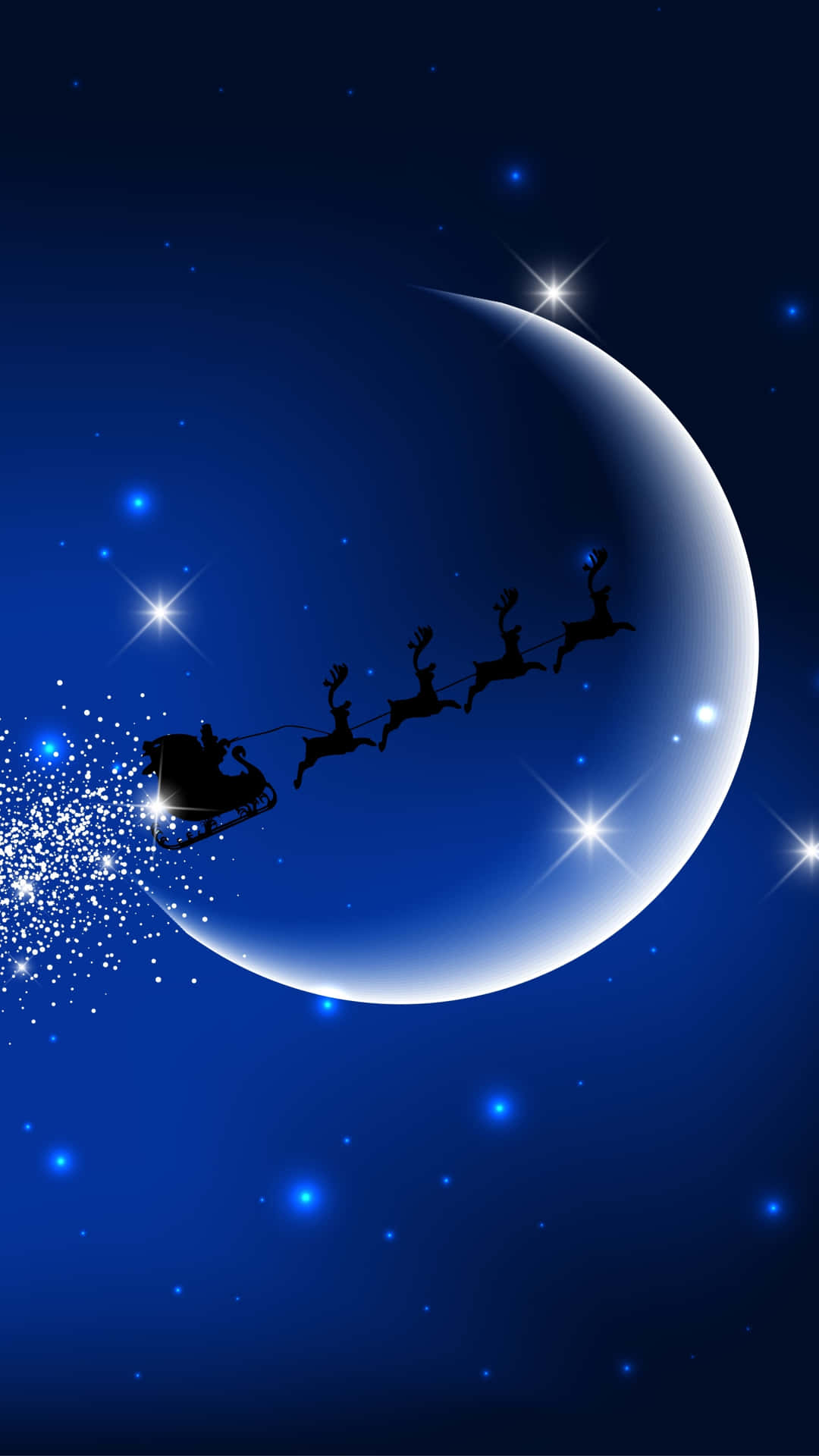 Santa Claus Flying Over Moon Phone Background