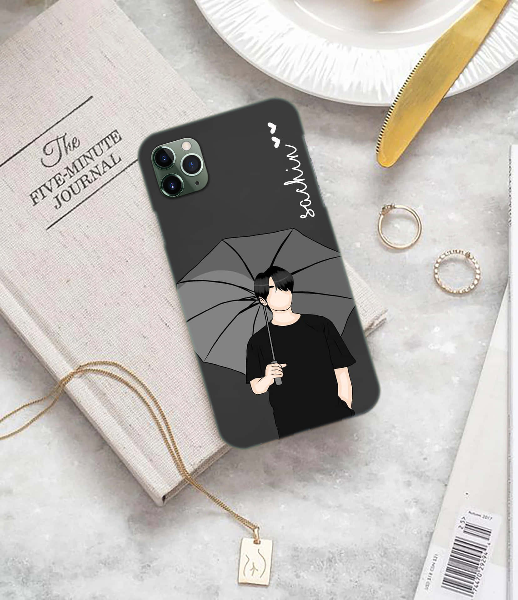 Phone Case Guy With Umbrella Black Shirt Picture