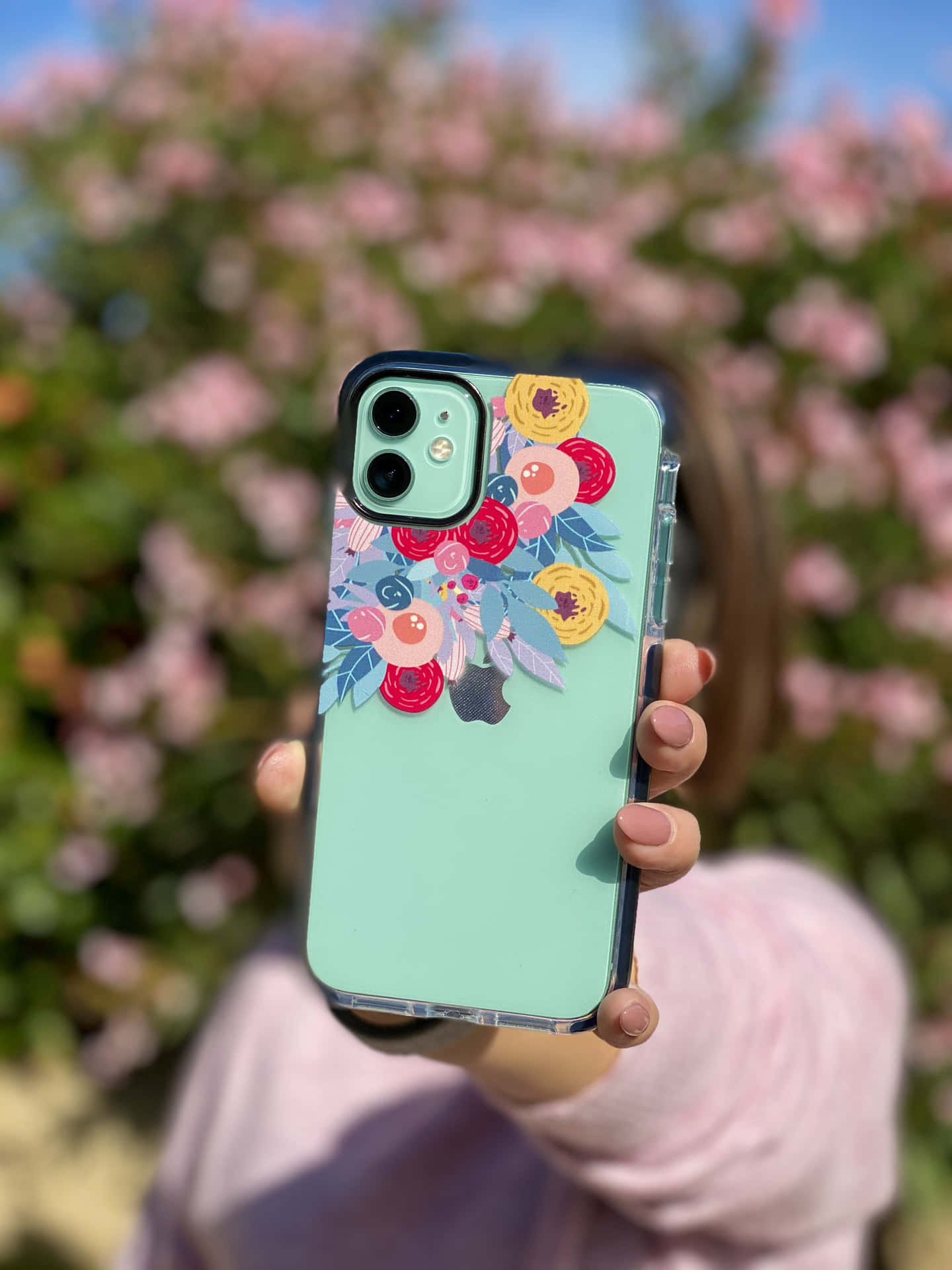 Phone Case Transparent With Colorful Flower Print Picture