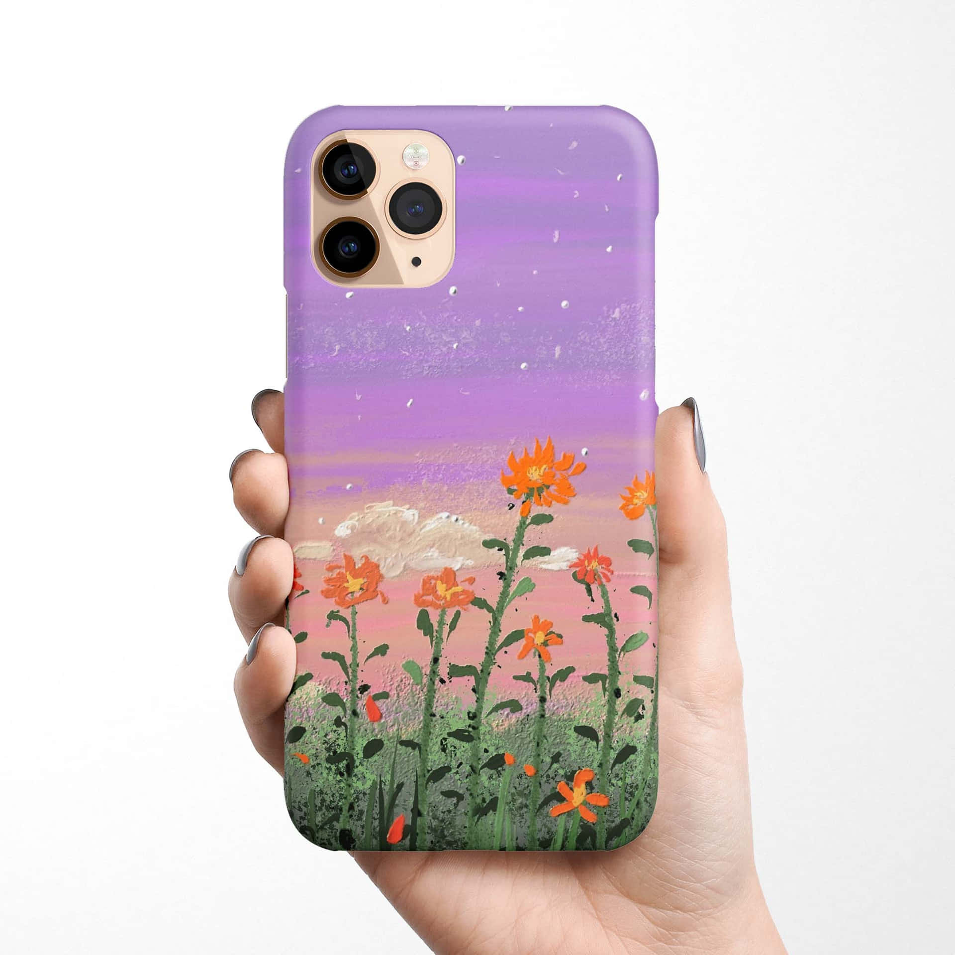 Phone Case Floral Oil Painting Purple Aesthetic Picture