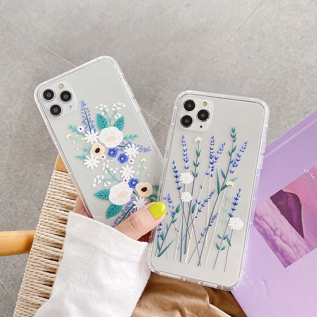 Phone Case Blue And Purple Flowers Picture