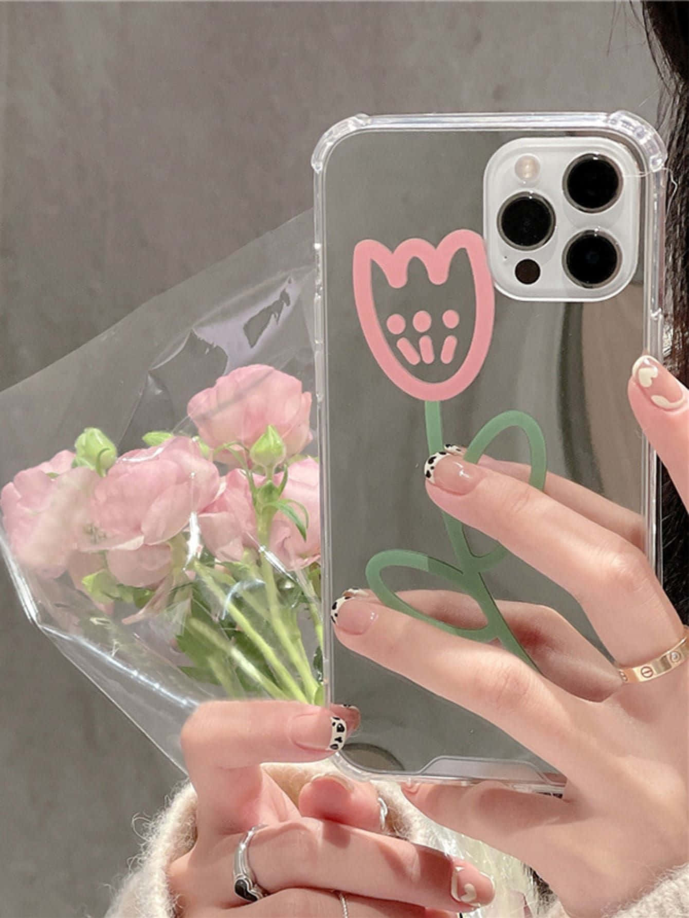 Phone Case Clear One Tulip Drawing Picture