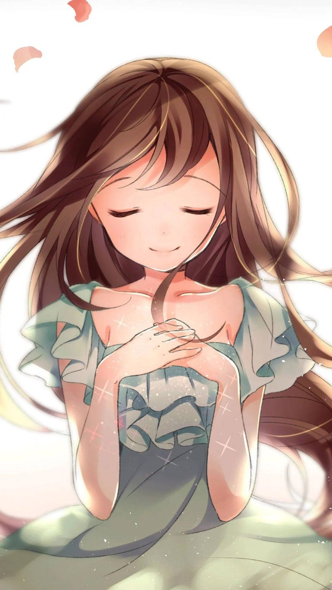 Download Phone Girl Anime With Closed Eyes Wallpaper