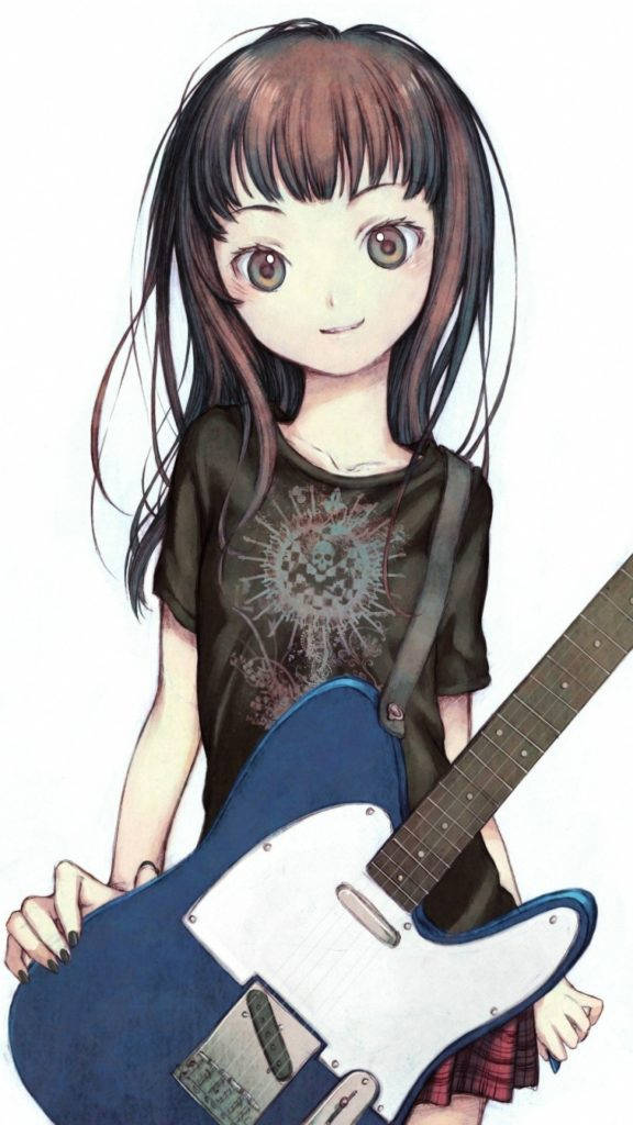 Mädchenmit Gitarre Am Telefon Wallpaper