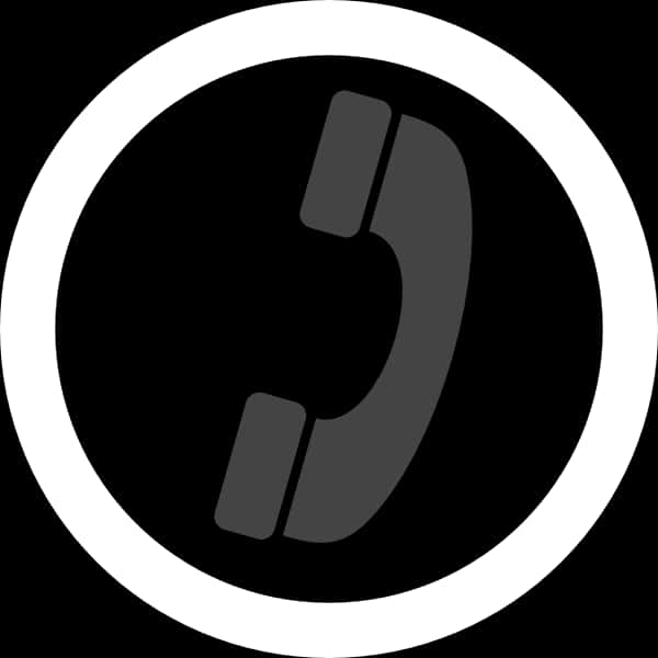 Phone Icon Circle Blackand White PNG