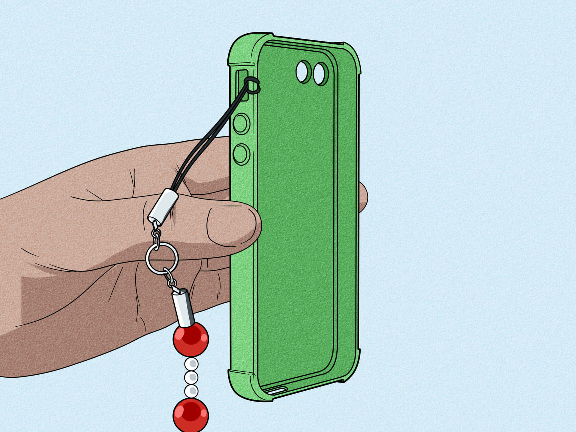 Umapessoa Segurando Um Telefone Verde