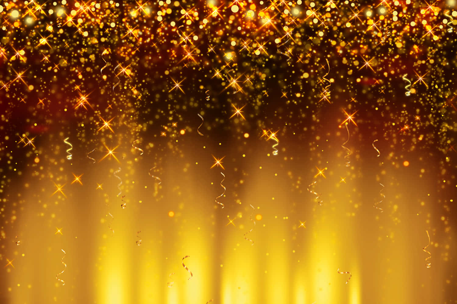 Golden Background With Stars And Lights