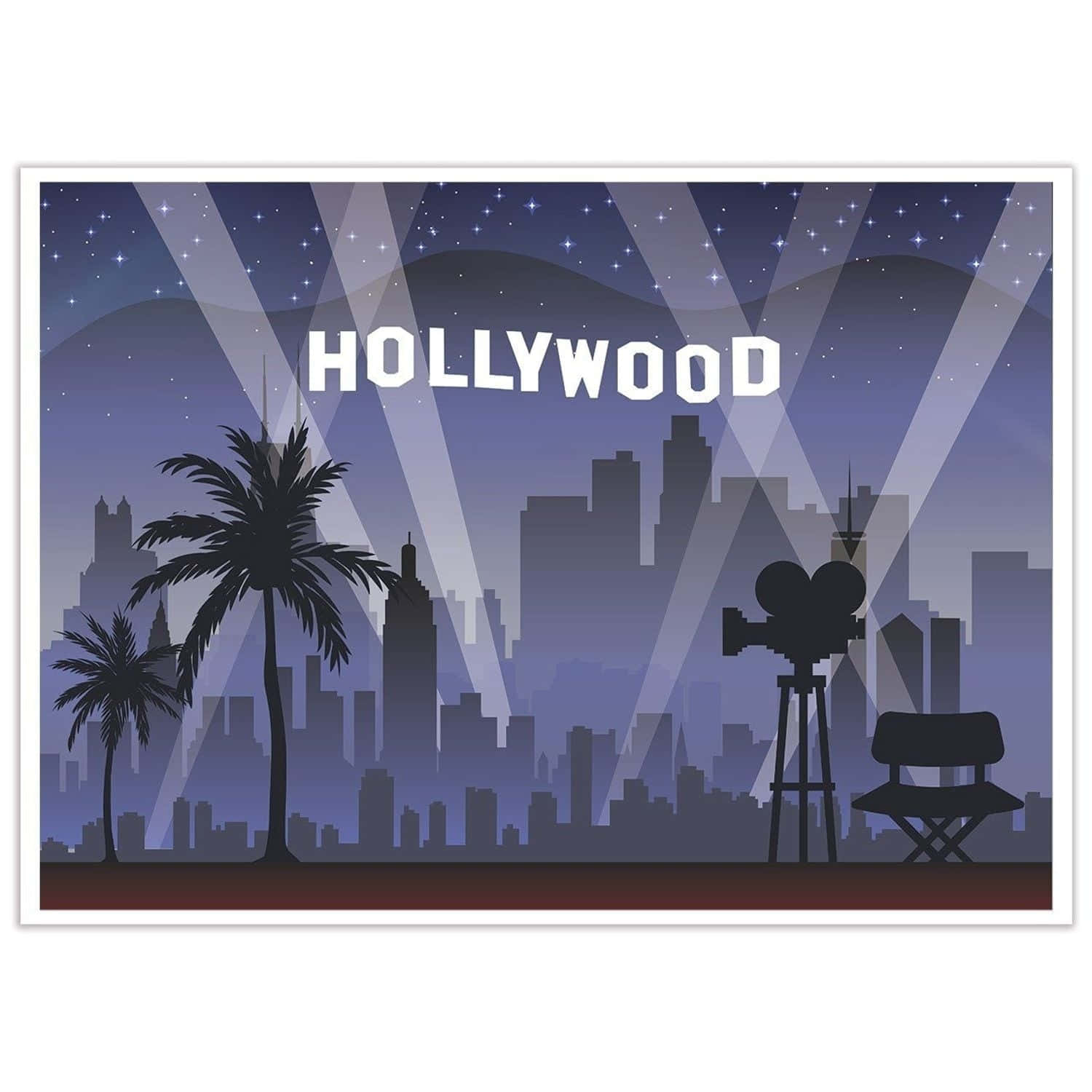 Hollywood City With Palm Trees And A Movie Camera