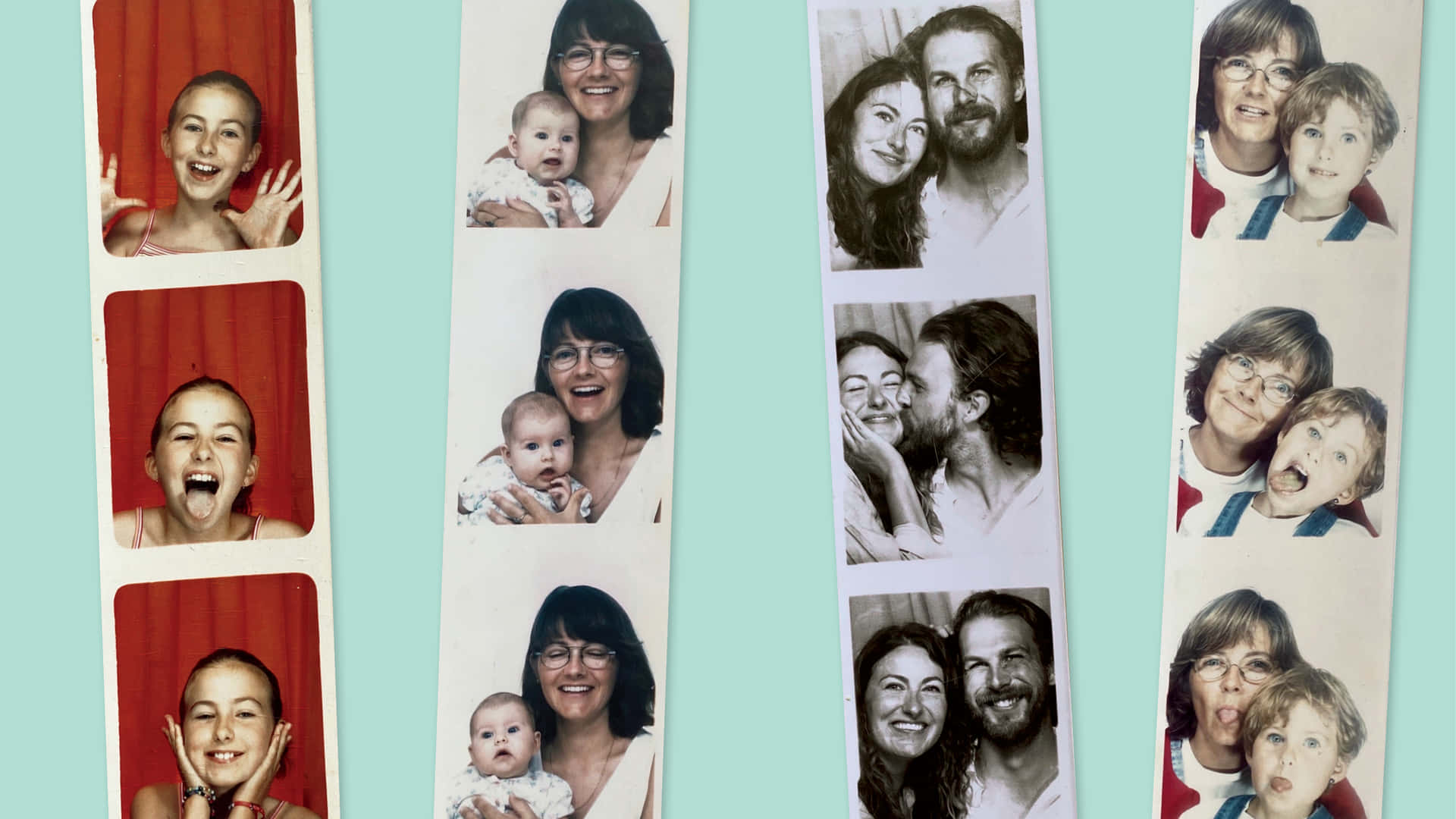 A Photo Booth With A Family And Children On It