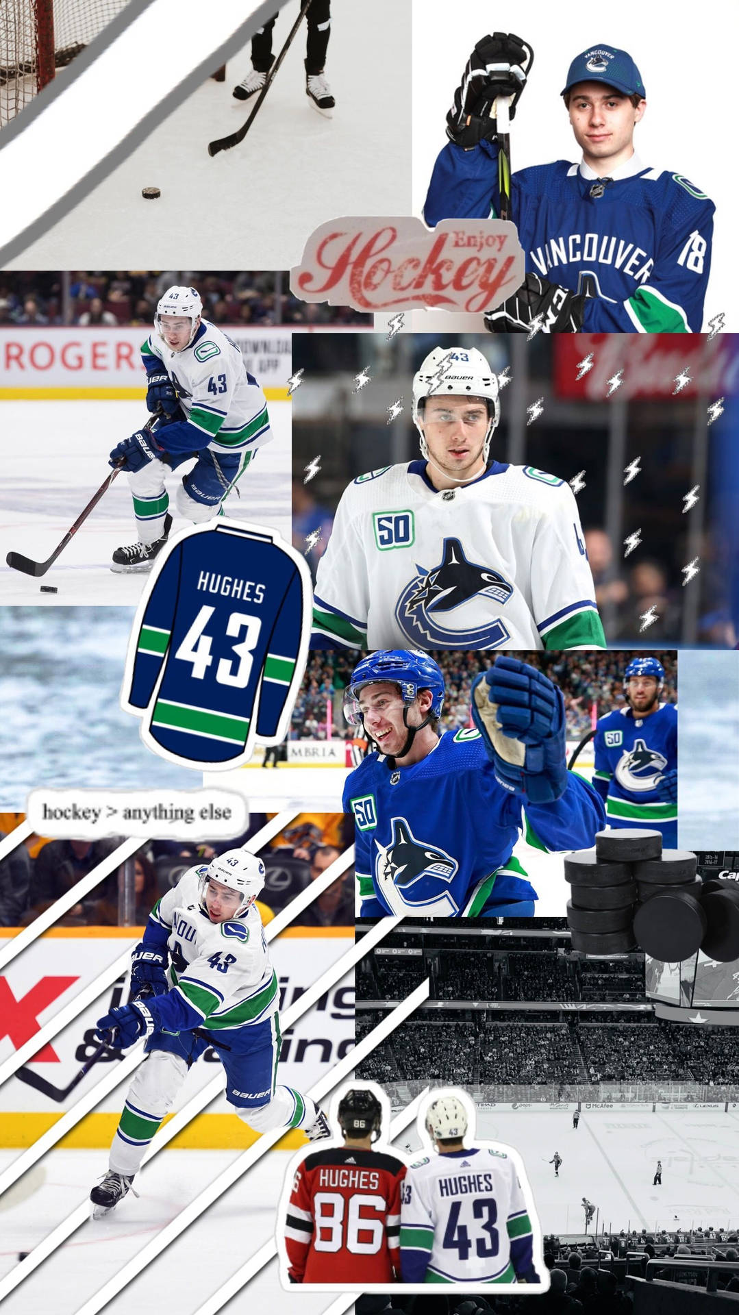 Quinn Hughes and Jack Hughes, Talented Brothers in Hockey Wallpaper