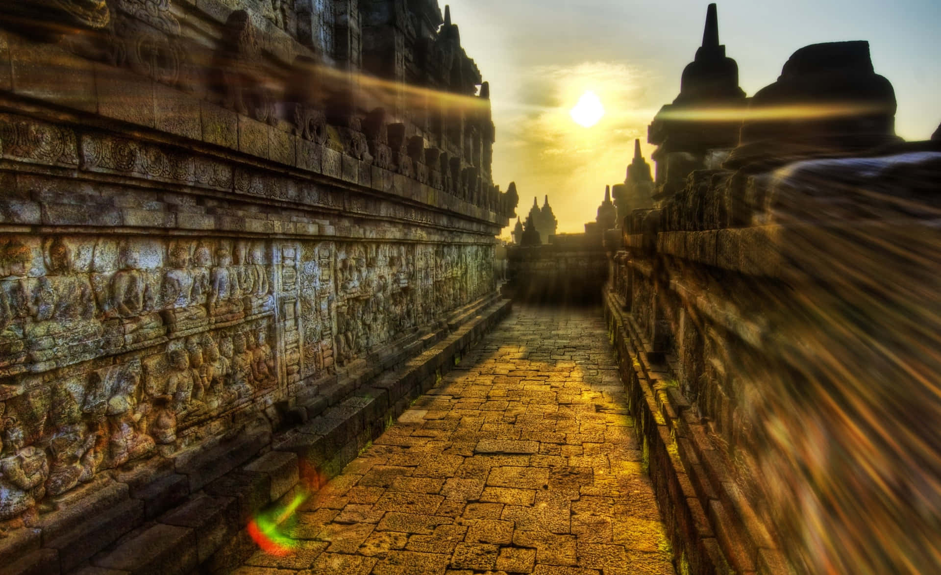 Photo Sun From Borobudur Temple Wallpaper