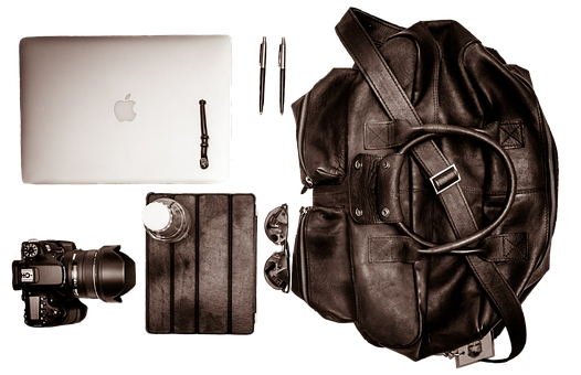 Photographer Travel Essentials Sepia Tone PNG