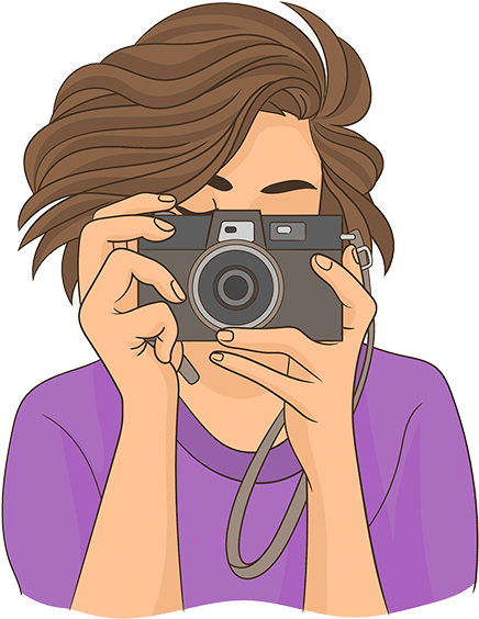 Photographerin Action_ Vector Illustration PNG