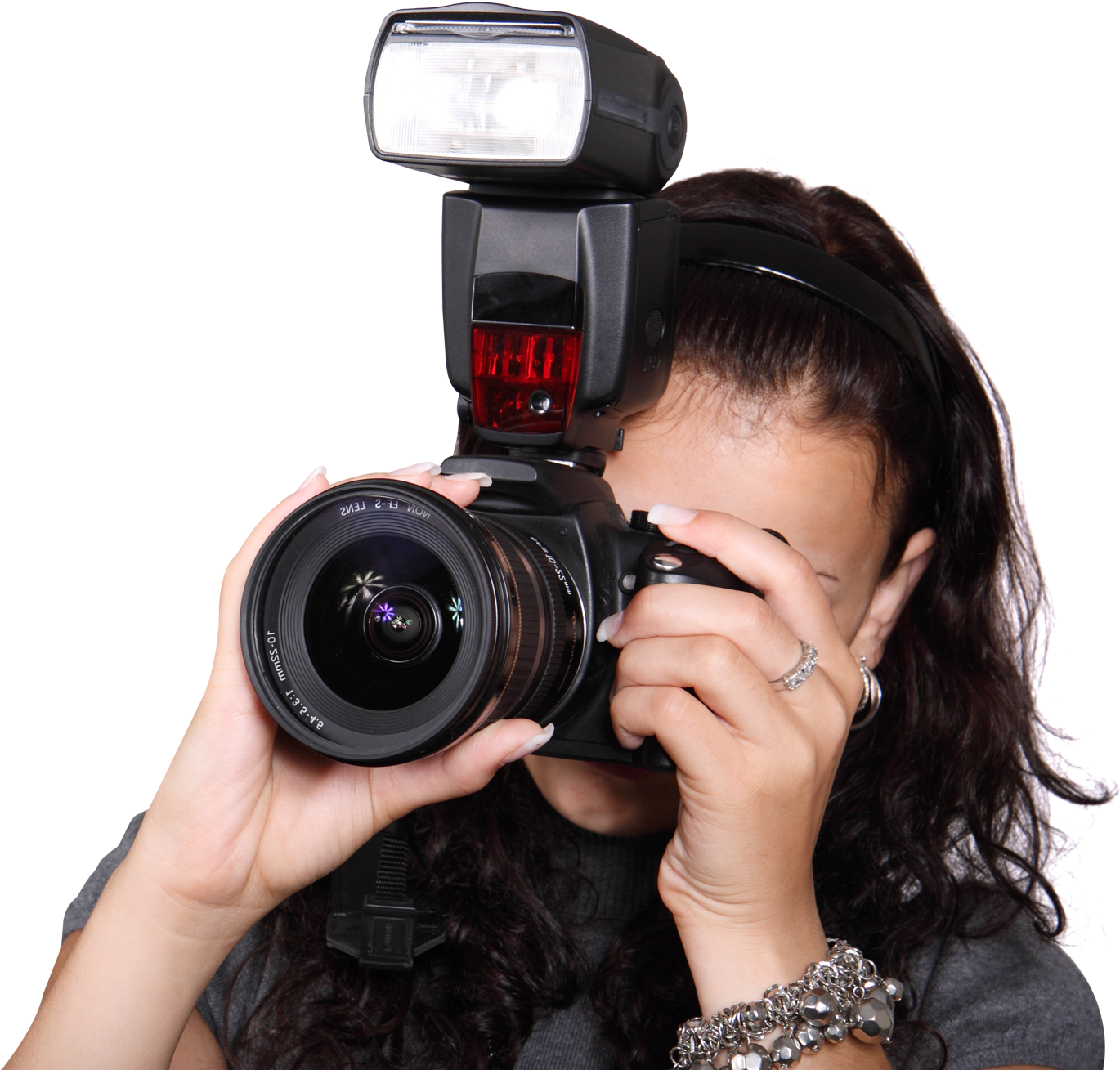 Photographerin Actionwith Cameraand Flash PNG