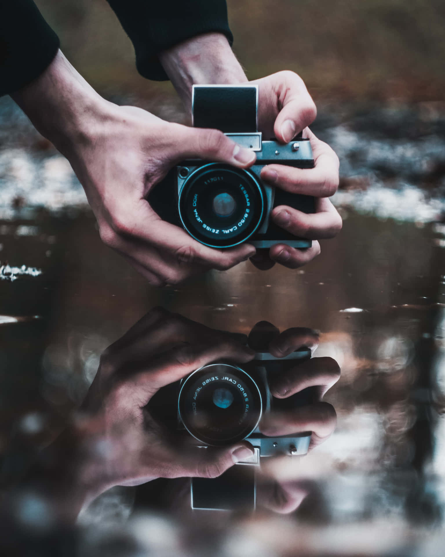 Photography Camera With Water Reflection Wallpaper