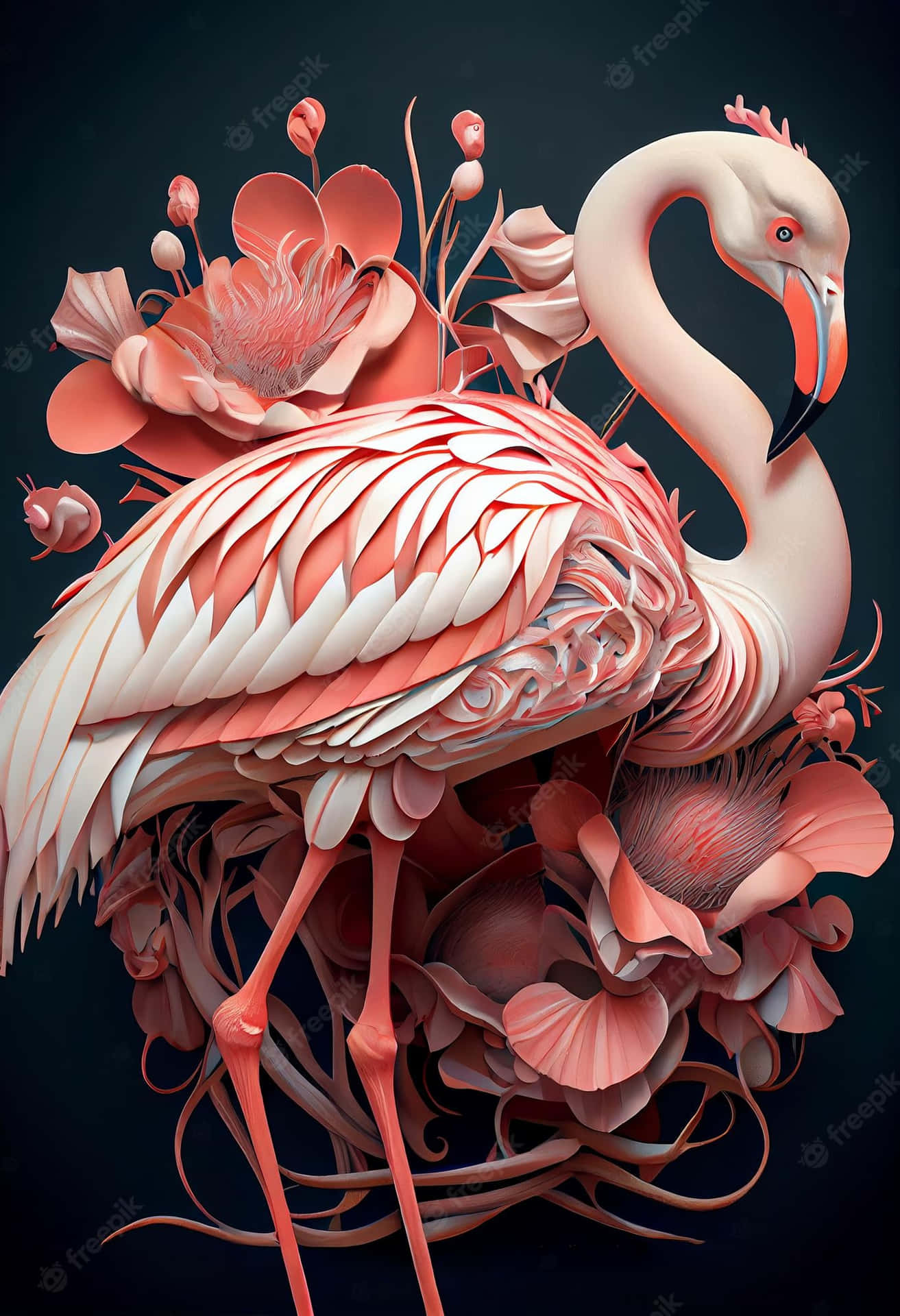 Glitter in the pink: A captivating pink flamingo in mid-stride in an iphone photo Wallpaper