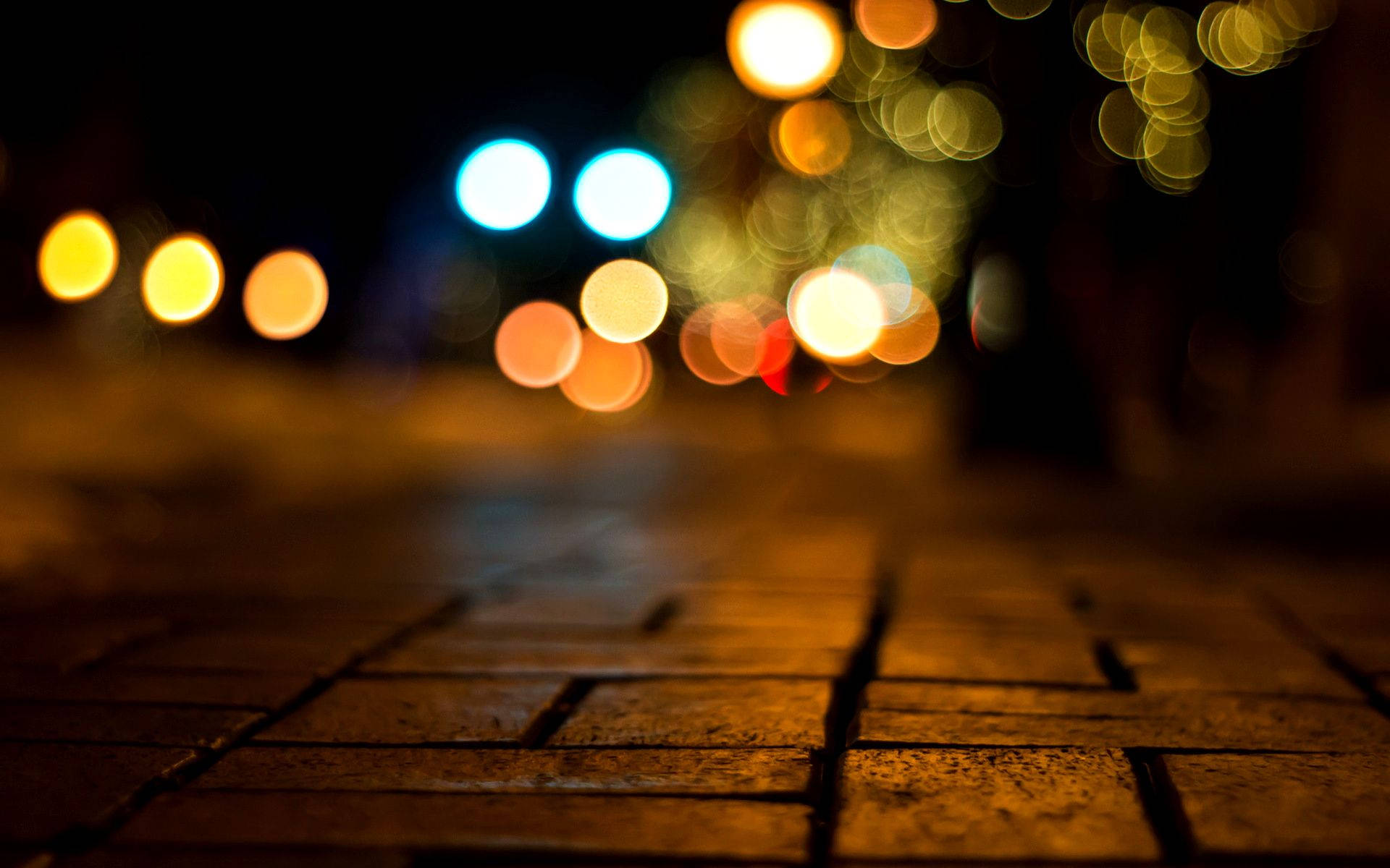 Photography Of Sidewalk At Night Wallpaper
