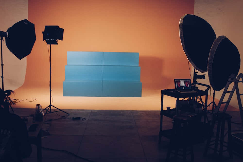 A Blue And Orange Photo Studio