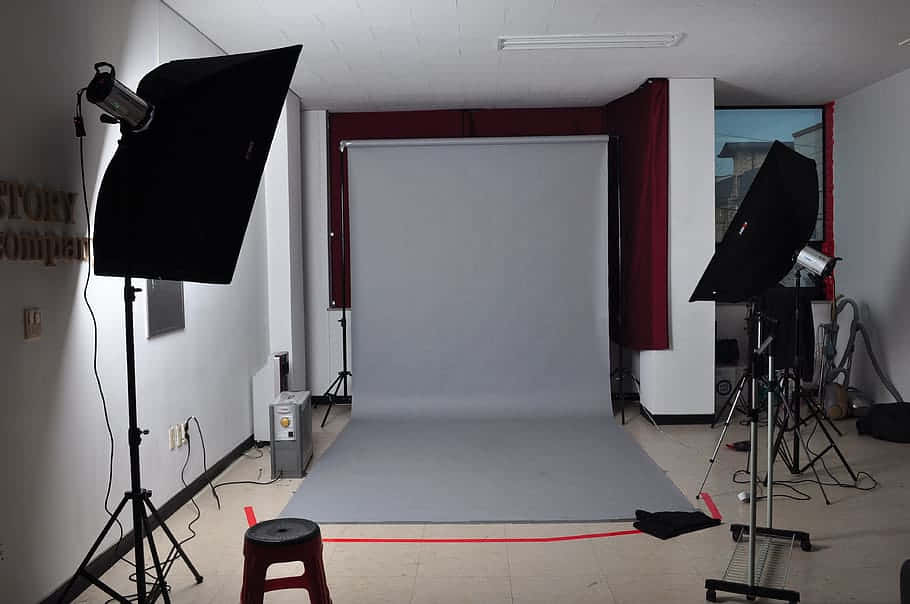 A Room With A Camera And Lighting Equipment