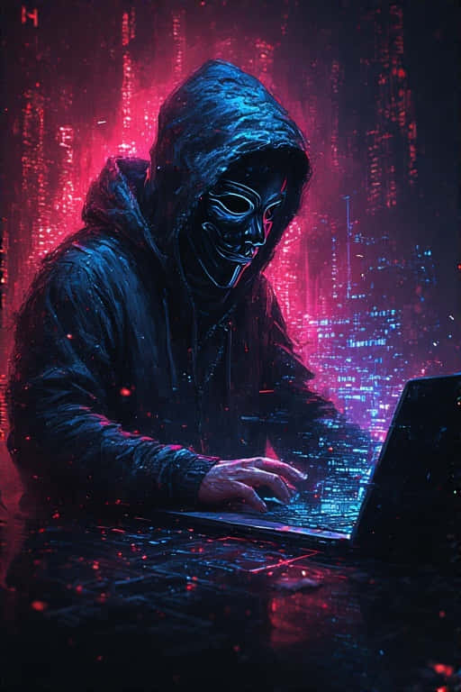 Photorealistic Cyberpunk Hacker Anonymous Mask Coding Wallpaper 4k Wallpaper