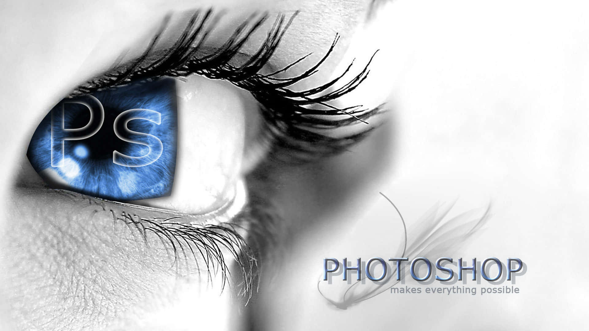 Photoshop Logo On A Blue Eye Wallpaper