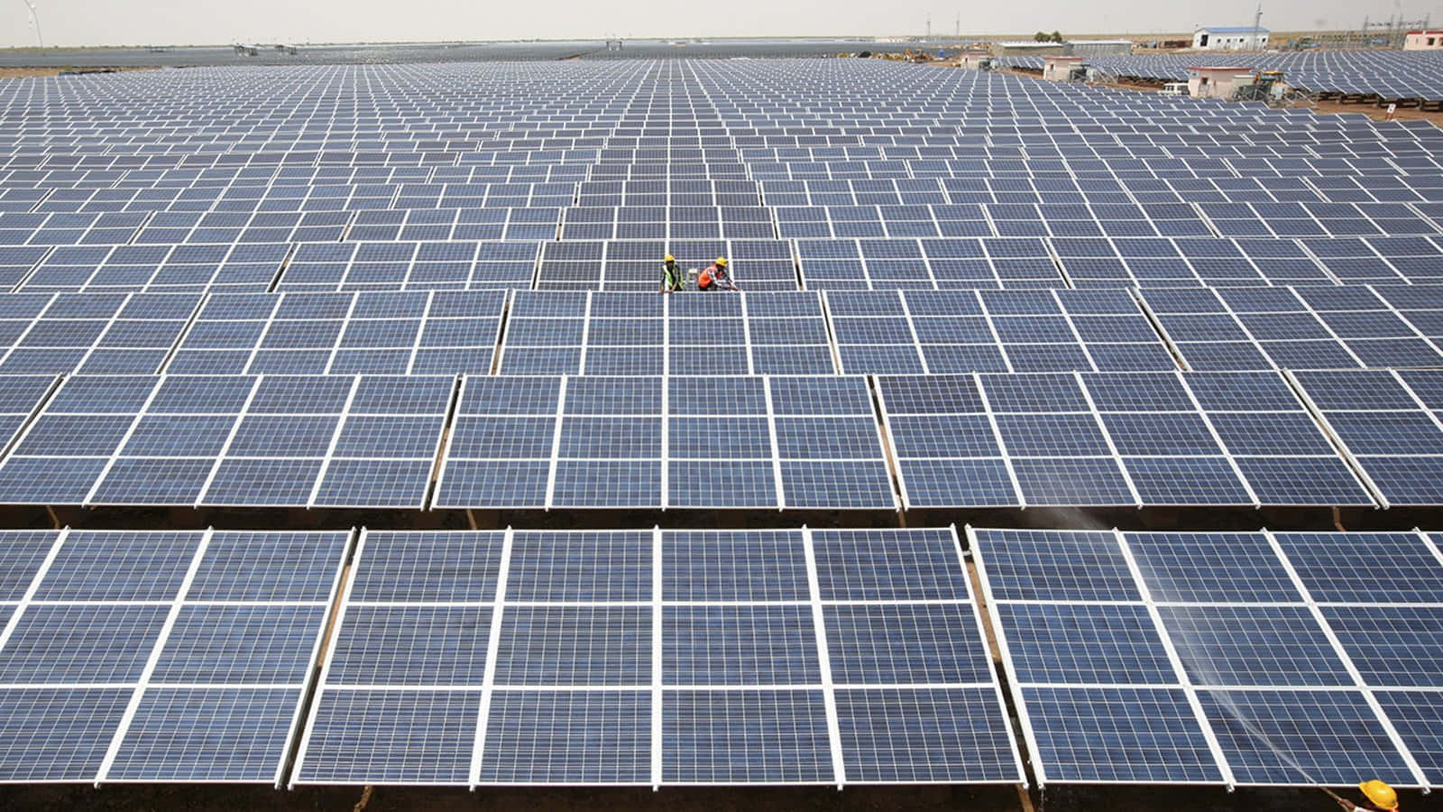 Photovoltaic Solar Panels At The Gujarat Solar Park Wallpaper