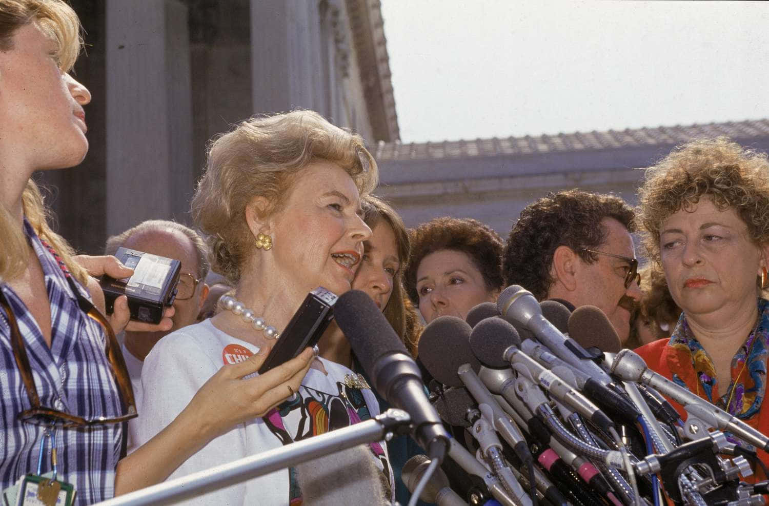 Phyllis Schlafly Many Microphones Wallpaper