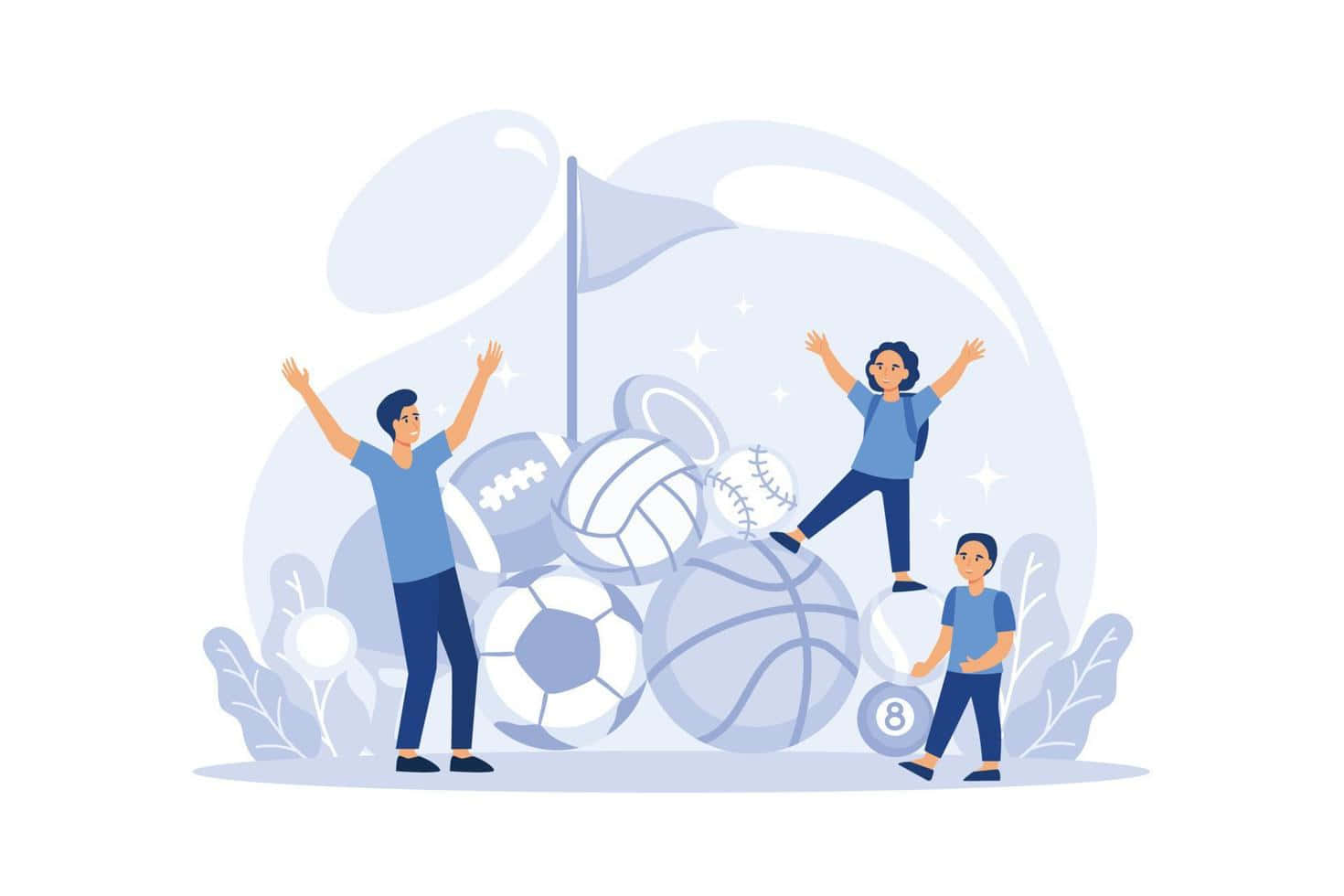 A Cartoon Of A Family Playing Sports Wallpaper