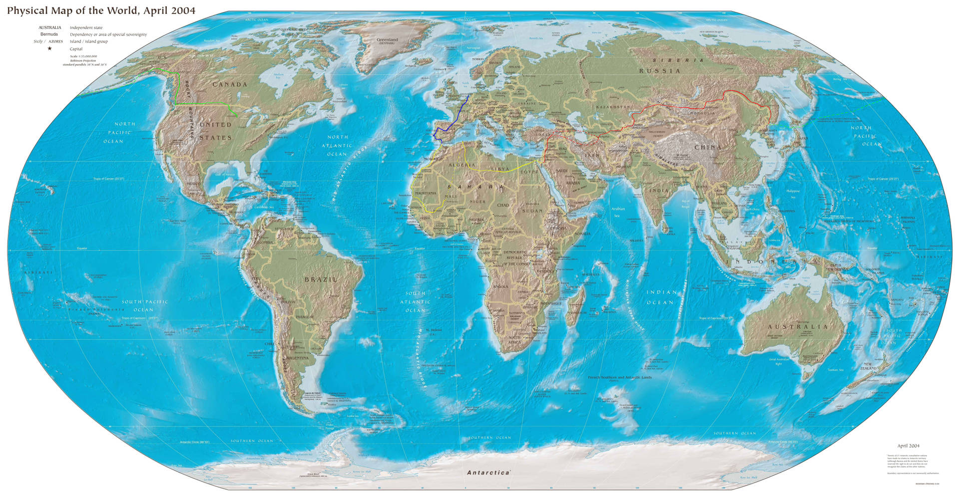 Physical World Map 4k 2004 Wallpaper