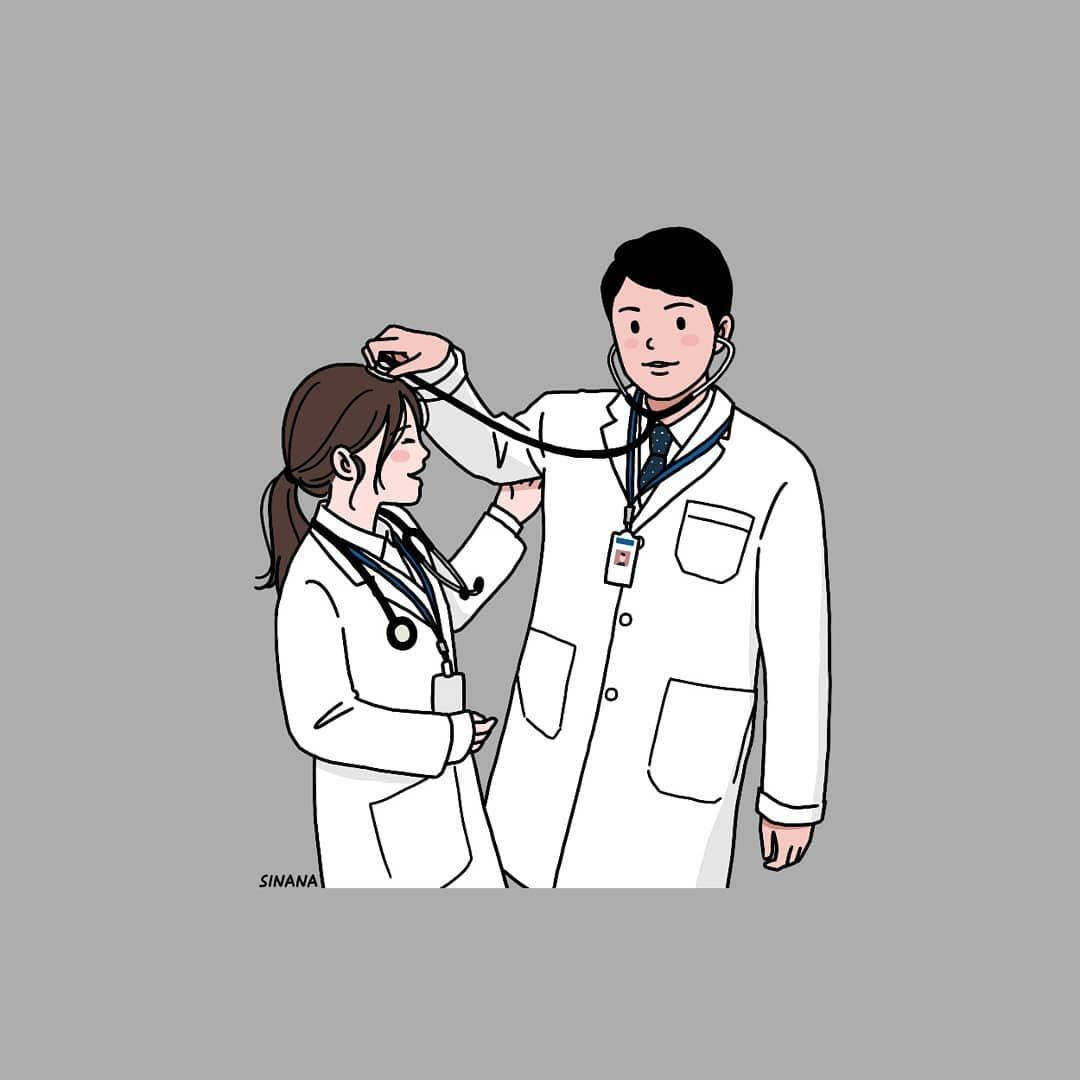 Download Physician Couple Digital Cartoon Wallpaper 