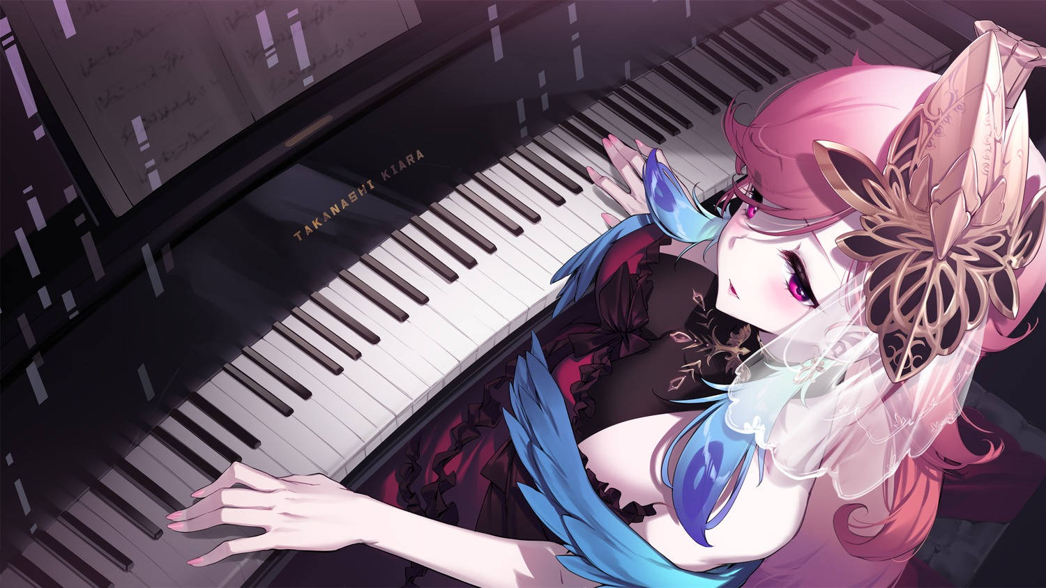 Pianist Kiara Aesthetic Anime Art Desktop Wallpaper